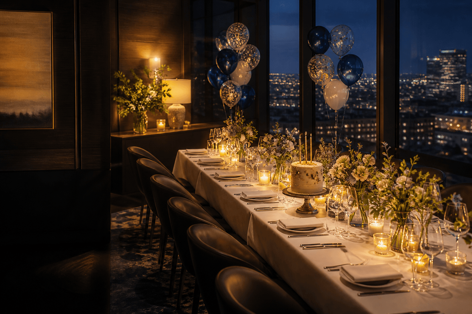 A private birthday dinner prepared for guests
